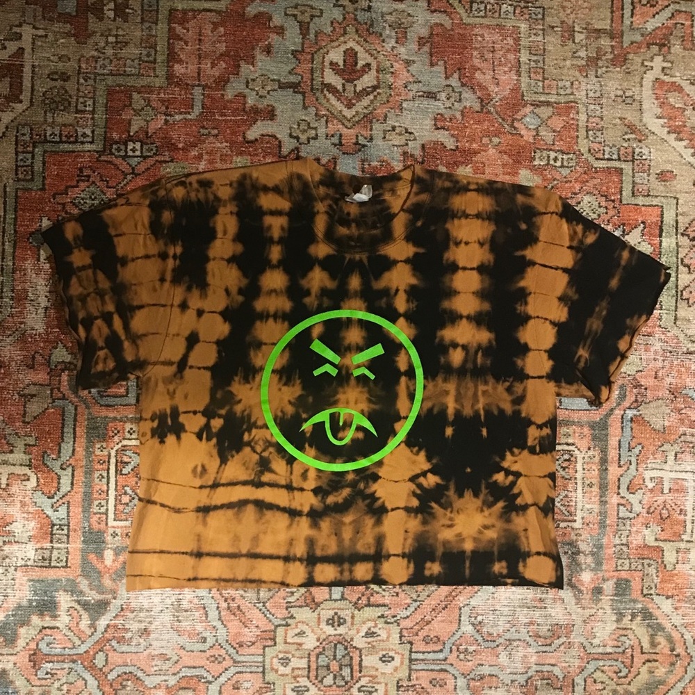 Mr. Yuk bleach tie dyed crop top